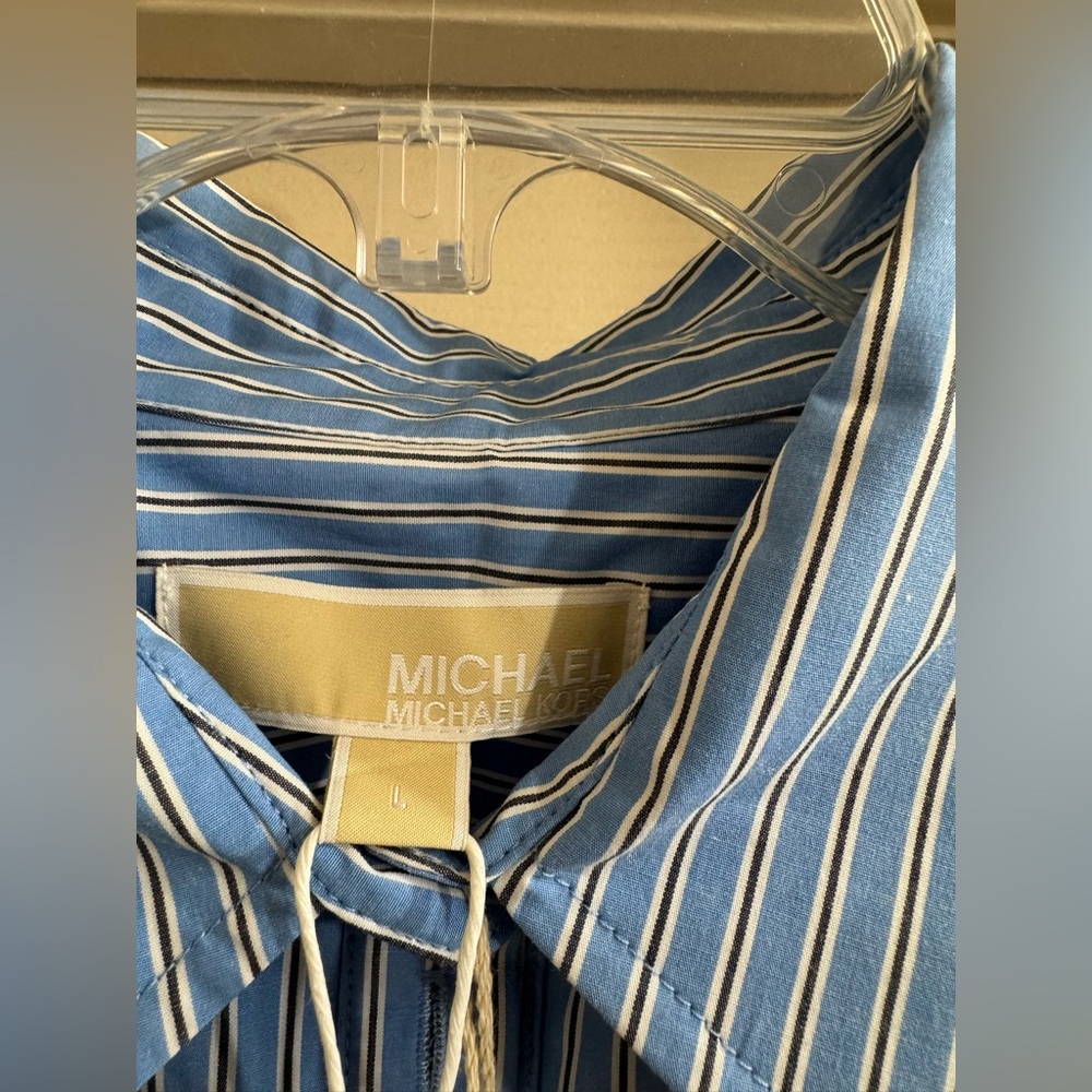 NWT Michael Kors Blue and White Striped Shirt - Picture 5 of 5